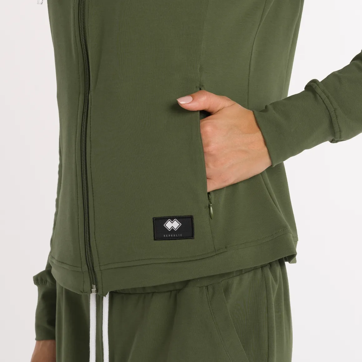 Felpa donna full zip con cappuccio Essential SS25