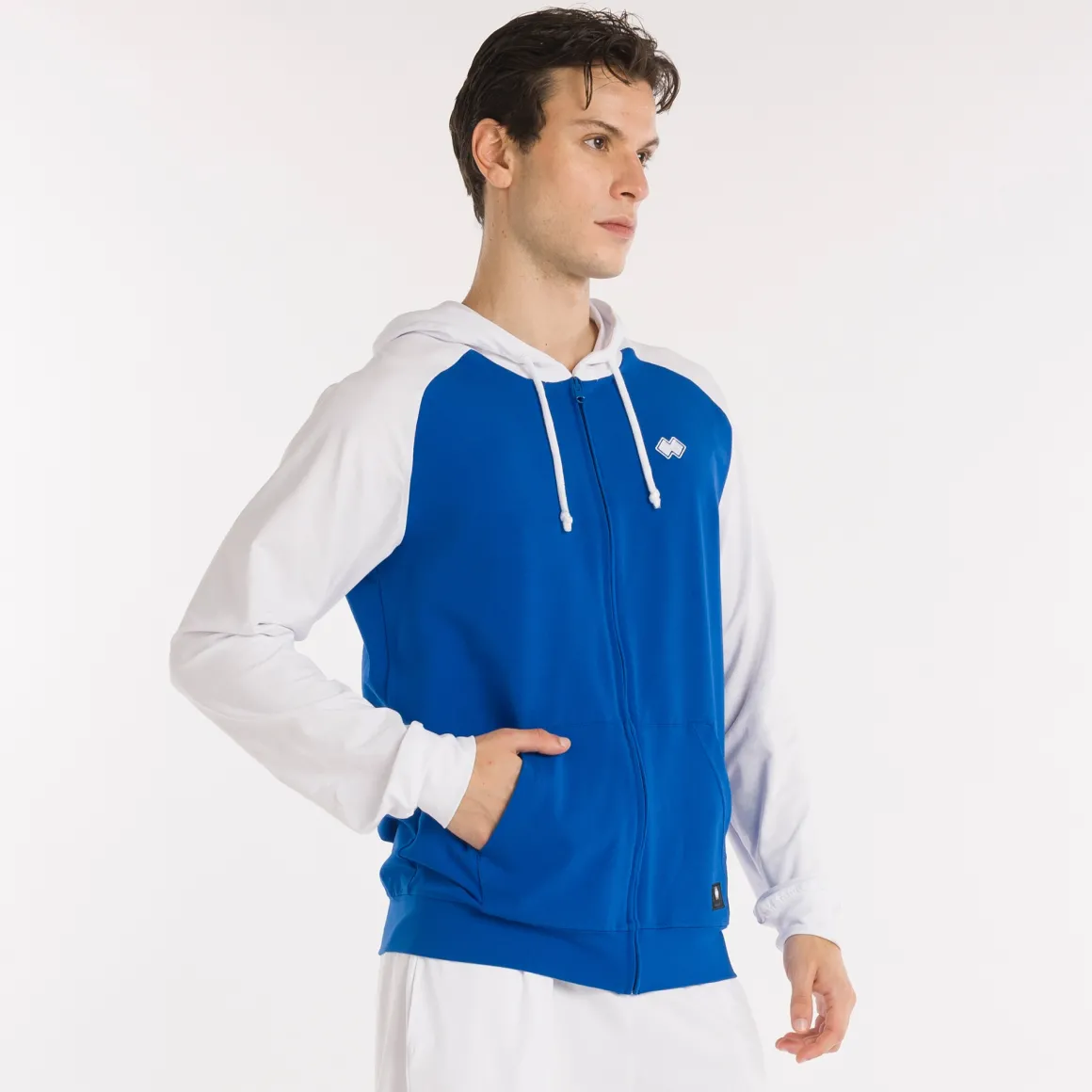 Felpa full zip con cappuccio Bicolor