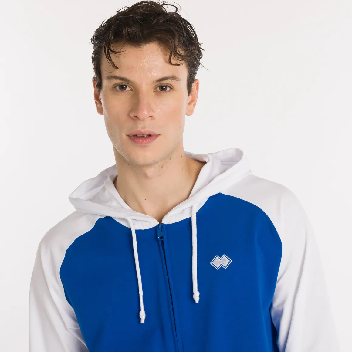 Felpa full zip con cappuccio Bicolor