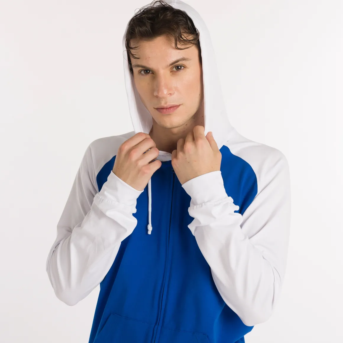 Felpa full zip con cappuccio Bicolor
